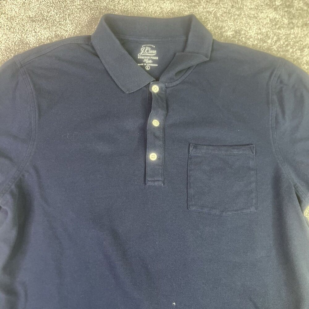 J. Crew Shirt Mens Large Blue Stretch Pique Short Sleeve